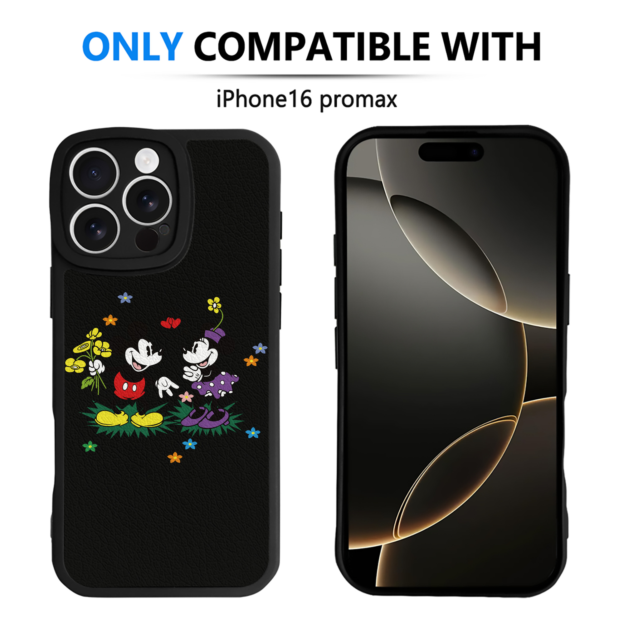 （画像用） ミッキーマウス Mickey Mouse 【iPhone 16シリーズ対応】シリコンスマホケース（レザー調） 材質：シリコン